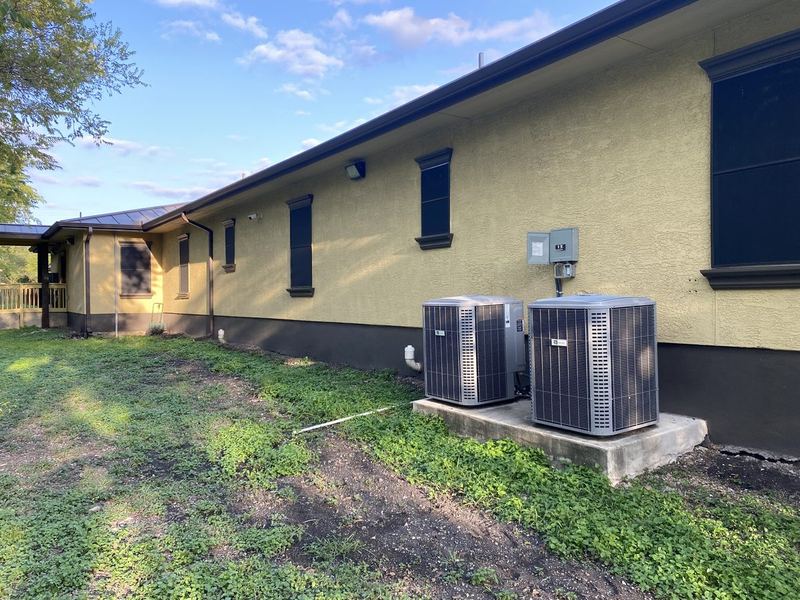 Commercial building rear solar screens